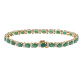 14KT Yellow Gold Oval Alternating Emerald & Diamond Tennis Bracelet