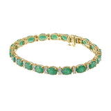 14KT Yellow Gold Emerald and Diamond Line Bracelet