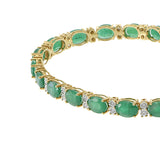 14KT Yellow Gold Emerald and Diamond Line Bracelet