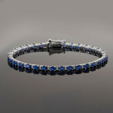 14KT White Gold Sapphire & Diamond Tennis Bracelet