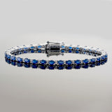 14KT White Gold Sapphire & Diamond Tennis Bracelet