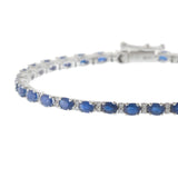 14KT White Gold Sapphire & Diamond Tennis Bracelet