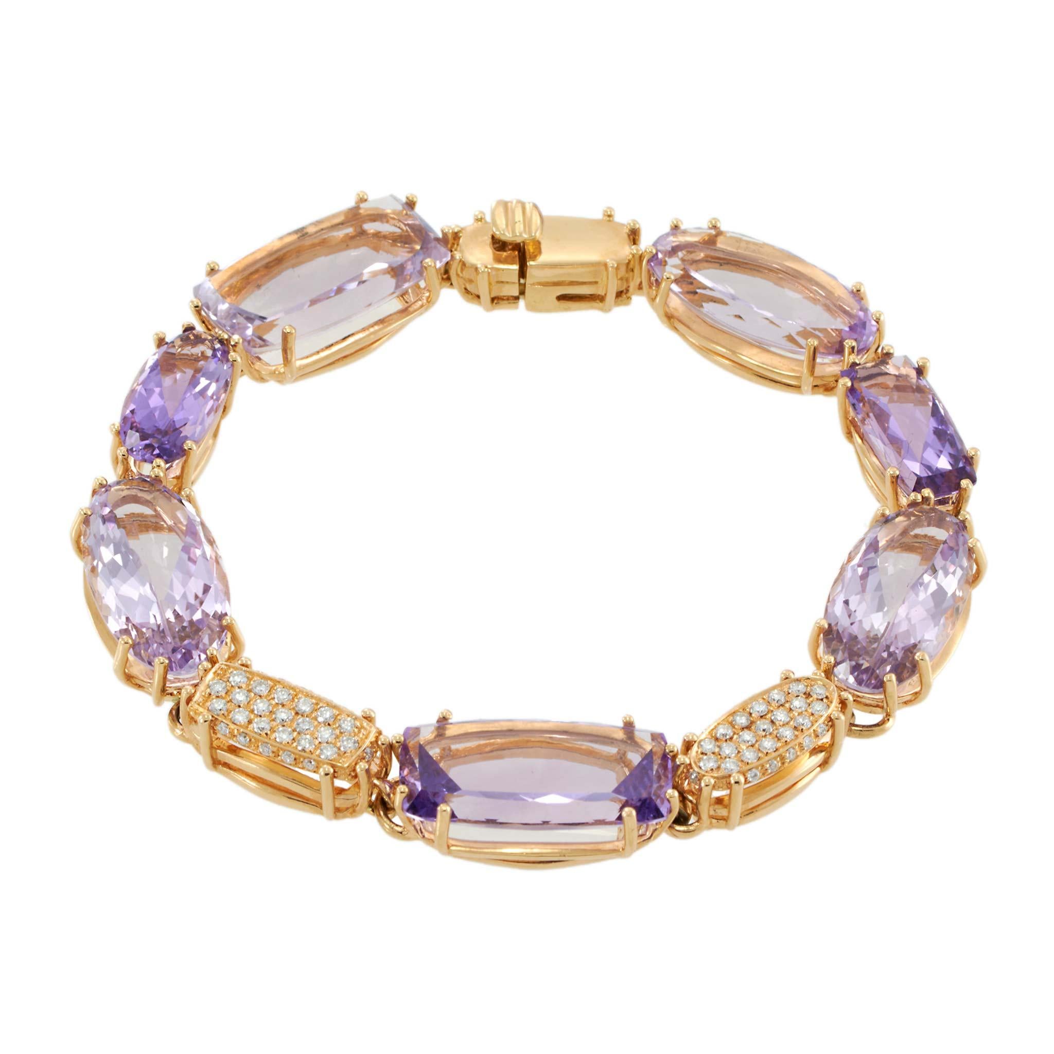 18KT Rose Gold Amethyst & Diamond Bracelet