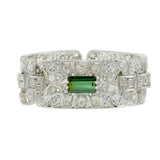 Vintage Art Deco Platinum Green Tourmaline & Old Mine Cut Diamond Bracelet