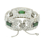Vintage Art Deco Platinum Green Tourmaline & Old Mine Cut Diamond Bracelet