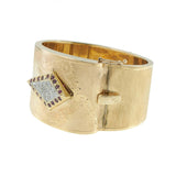 Vintage Retro Era 14KT Yellow Gold Ruby and Diamond Buckle Cuff Bracelet