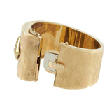 Vintage Retro Era 14KT Yellow Gold Ruby and Diamond Buckle Cuff Bracelet