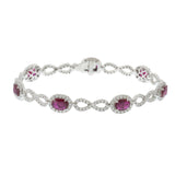 18KT White Gold Ruby & Diamond Infinity Bracelet