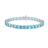 Platinum Blue Topaz & Diamond Straight Line Bracelet