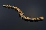 Vintage Retro Era 14KT Yellow Gold Cross Bracelet with Multicolor Gemstones