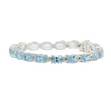 14KT White Gold Aquamarine and Diamond Tennis Bracelet