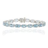 14KT White Gold Aquamarine and Diamond Tennis Bracelet