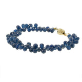 Estate 14KT Yellow Gold Blue Sapphire Briolette Bead Bracelet 60CT-TW