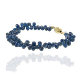 Estate 14KT Yellow Gold Blue Sapphire Briolette Bead Bracelet 60CT-TW