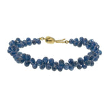 Estate 14KT Yellow Gold Blue Sapphire Briolette Bead Bracelet 60CT-TW