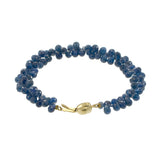 Estate 14KT Yellow Gold Blue Sapphire Briolette Bead Bracelet 60CT-TW