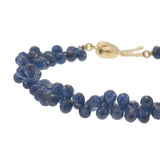 Estate 14KT Yellow Gold Blue Sapphire Briolette Bead Bracelet 60CT-TW