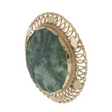 Vintage 14KT Gold Spinach Jade Carved Brooch Pendant