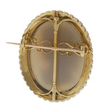 Antique 18KT Gold White Agate Cameo Brooch with Seed Pearls