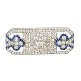 Vintage Art Deco Era Platinum Sapphire & Diamond Brooch