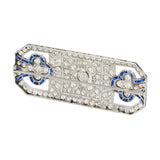Vintage Art Deco Era Platinum Sapphire & Diamond Brooch