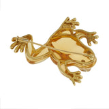 18KT Yellow Gold Hand Carved Citrine Frog Brooch with Diamond Eyes