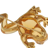 18KT Yellow Gold Hand Carved Citrine Frog Brooch with Diamond Eyes