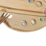 Vintage Retro Era 18KT Rose Gold Painter’s Brush & Palette Brooch with Color Gem