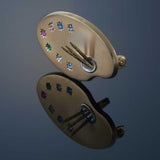 Vintage Retro Era 18KT Rose Gold Painter’s Brush & Palette Brooch with Color Gem