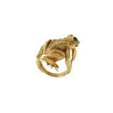 Vintage 18KT Yellow Gold Emerald Frog Ring