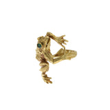 Vintage 18KT Yellow Gold Emerald Frog Ring