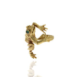 Vintage 18KT Yellow Gold Emerald Frog Ring