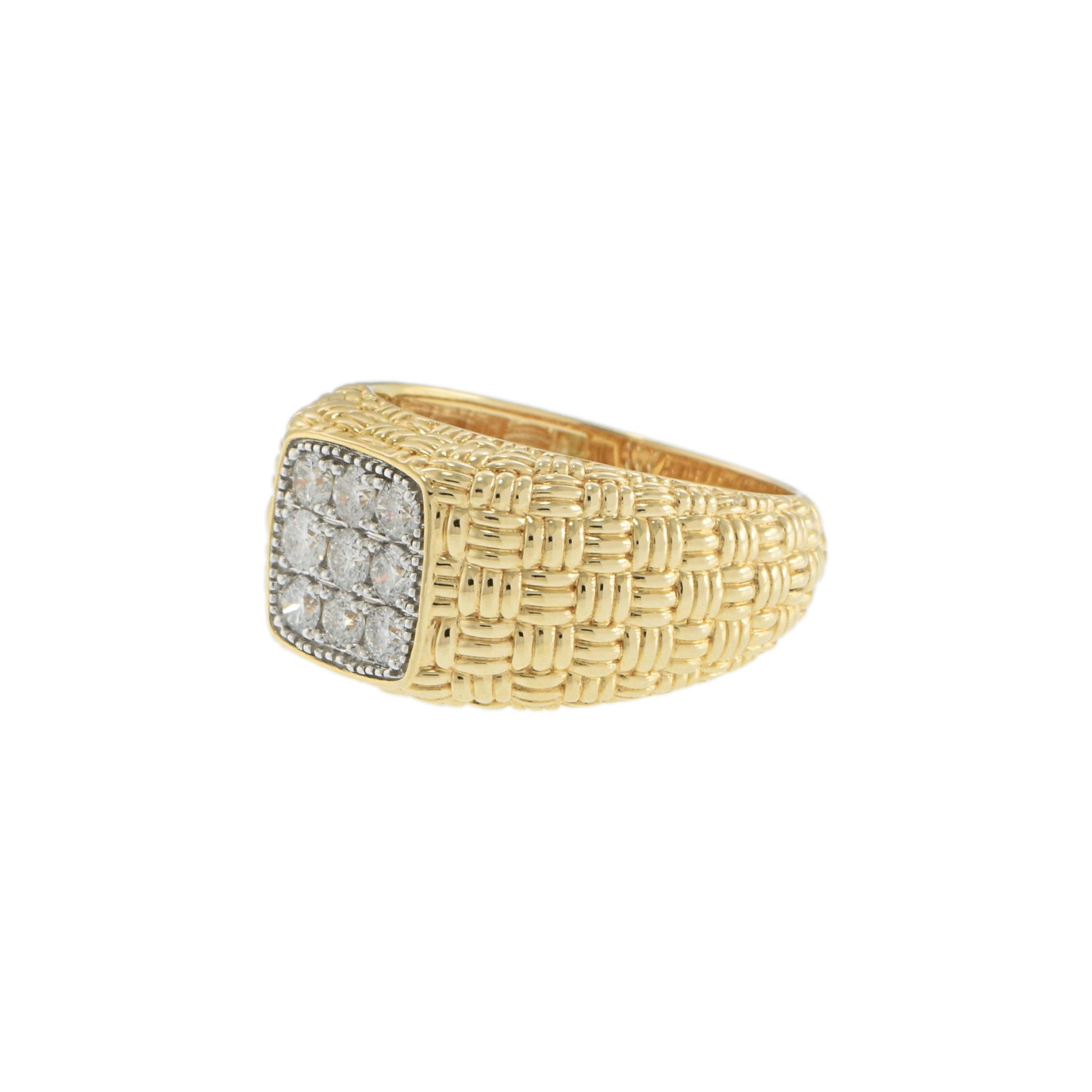 14K Yellow Gold Diamond Basketweave Band Ring