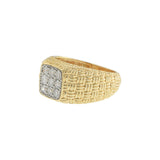14K Yellow Gold Diamond Basketweave Band Ring