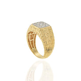 14K Yellow Gold Diamond Basketweave Band Ring