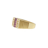 14K Yellow Gold Ruby & Diamond Stepped Band Ring
