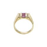 14K Yellow Gold Ruby & Diamond Stepped Band Ring