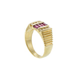 14K Yellow Gold Ruby & Diamond Stepped Band Ring