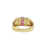 14K Yellow Gold Ruby & Diamond Stepped Band Ring