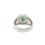 14KT White Gold Emerald and Diamond Men's Ring