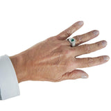 14KT White Gold Emerald and Diamond Men's Ring