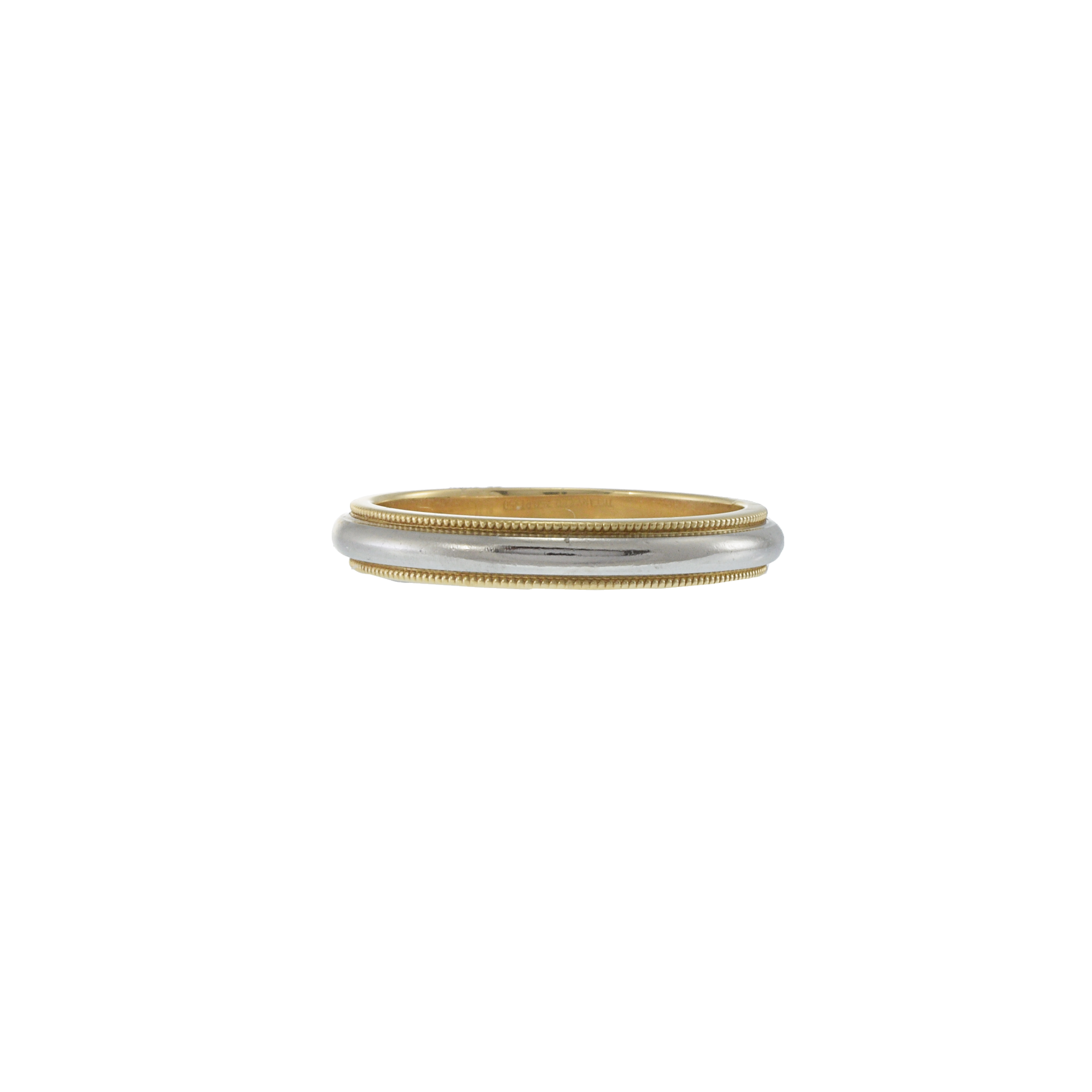 Tiffany & Co. Platinum and 18KT Yellow Gold Milgrain Edge Wedding Band 3.5mm