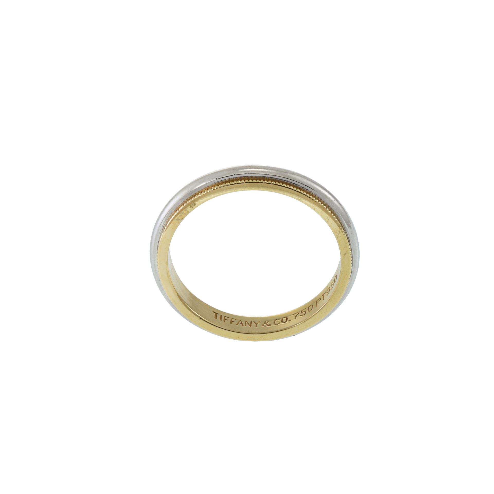 Tiffany & Co. Platinum and 18KT Yellow Gold Milgrain Edge Wedding Band 3.5mm