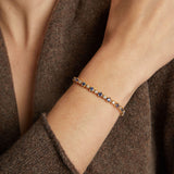 Vintage 1970's 14KT Yellow Gold Sapphire and Diamond Tennis Bracelet