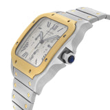 Cartier Santos 18k Yellow Gold Steel Chronograph Silver Dial Mens Watch W2SA0008