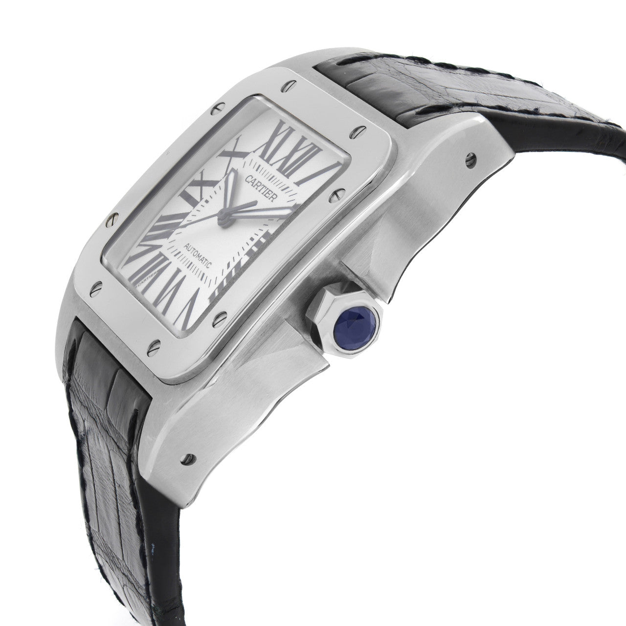 Cartier Santos 100 XL Steel White Roman Dial Automatic Watch W20073X8