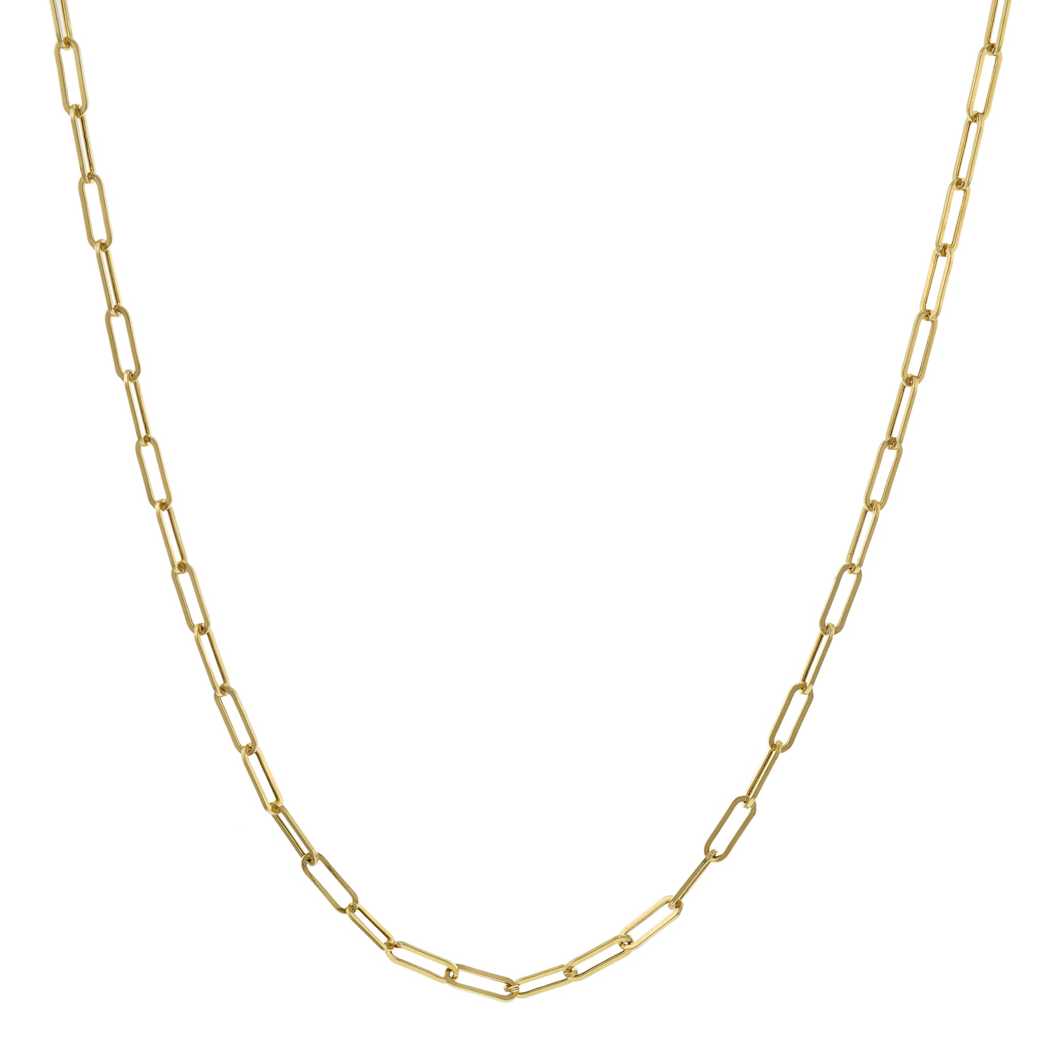 14KT Yellow Gold 2.5mm Paperclip Chain 20"