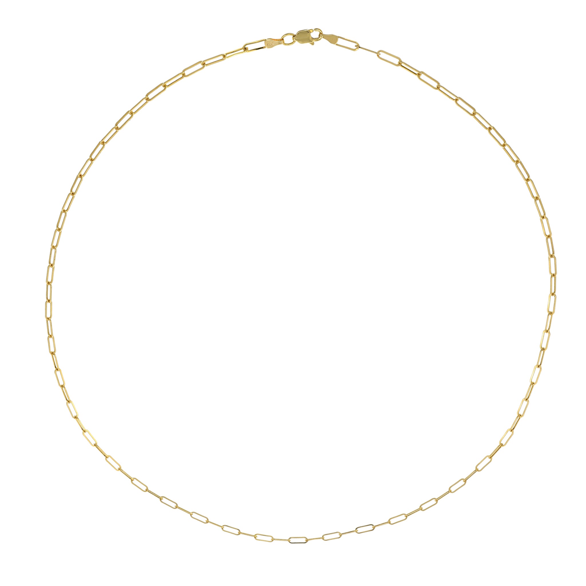 14KT Yellow Gold 2.5mm Paperclip Chain 20"