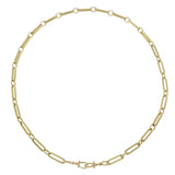 14K Yellow Gold Paperclip Link Necklace 20" With Diamonds