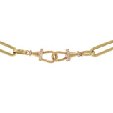 14K Yellow Gold Paperclip Link Necklace 20" With Diamonds